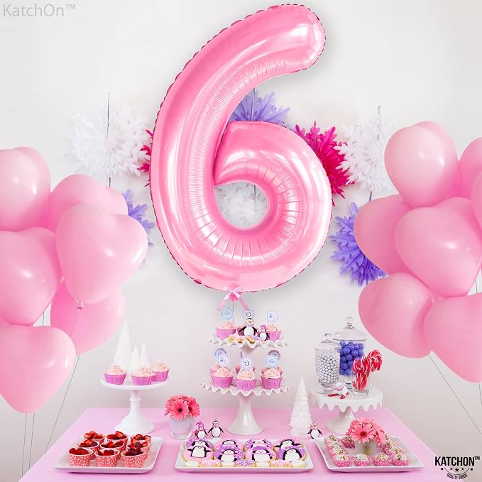 KatchOn Giant Light Pink Number 6 Balloon - Image 8