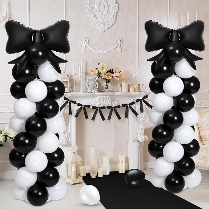 2 Sets Christmas Decor Bow Theme Balloon Column Stand Kit Decorations Bow - Image 3