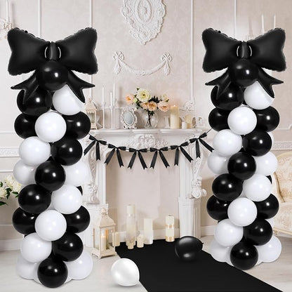 2 Sets Christmas Decor Bow Theme Balloon Column Stand Kit Decorations Bow - Image 3