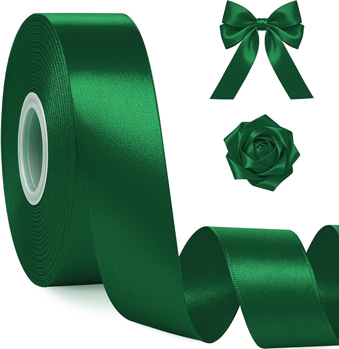 30Yards 1In Forest Green Satin Ribbon by Fullive
