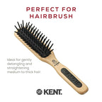 Kent PF20 Narrow Cushion Paddle Brush - Taming Fat Pins, Detangling Long Thick and Curly Hair, Scalp Massager and Growth Stimulator for All Hair Types, Made in England