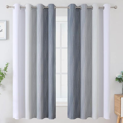 Grayish White and Grey Blackout Curtains - Image 2