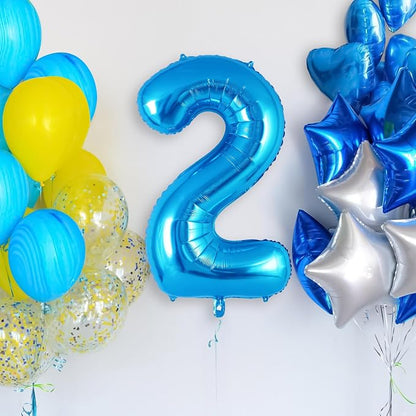 Blue Number 2 Balloon 40 Inch, Big Large Foil Helium Number Balloons, Jumbo - Image 2