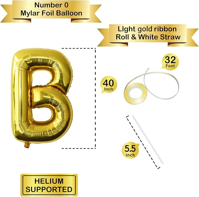 Letter Balloons Gold Party Balloon - Image 3