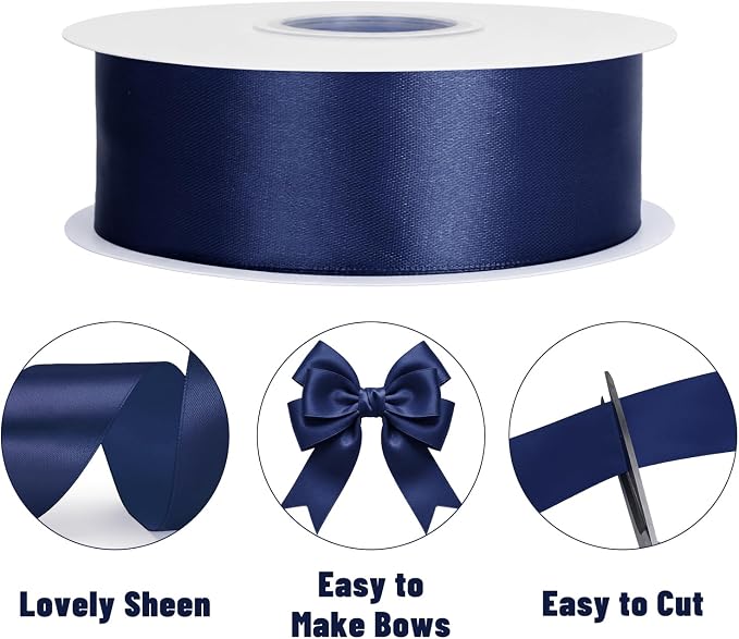 KINGLAKE Navy Blue Satin Ribbon - Image 3
