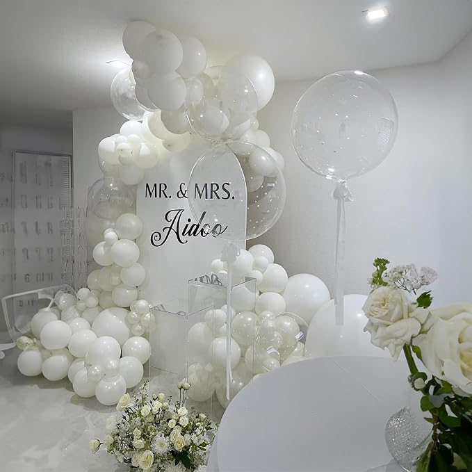 HILAVO White Balloons 12 Inch Wedding Pearl White Latex Balloons, Thicker Matte - Image 4