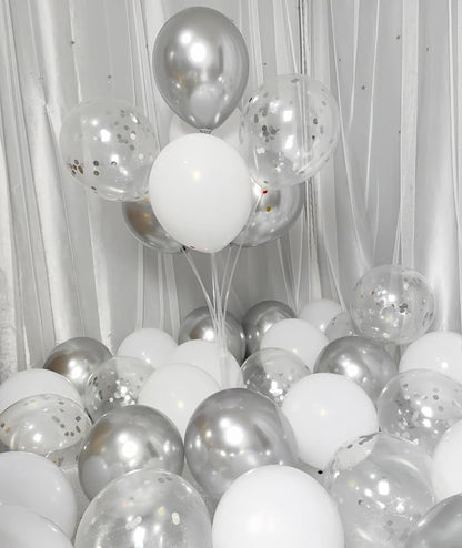300 Pack White and Silver Balloons 12 Inch Silver Confetti Balloon - Image 4
