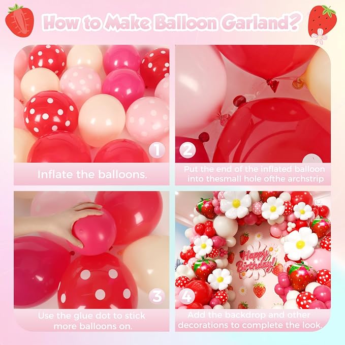 Strawberry Balloon Arch Kit 188Pcs - Image 3