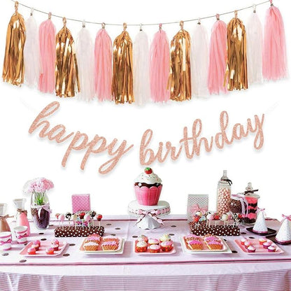 Pink Rose Gold Happy Birthday Decorations - Image 8