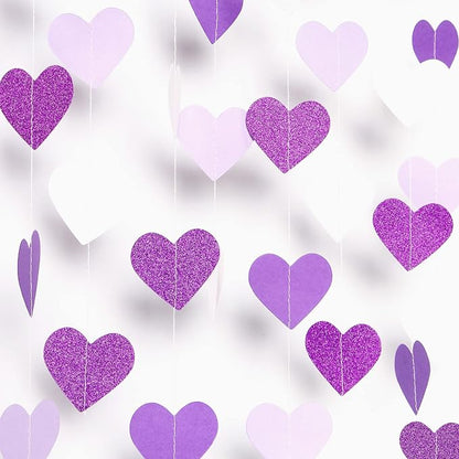 Purple Party Decoration Heart-Garland - 52Ft Purple Lavender White Streamers - Image 3
