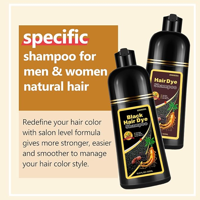 Instant Dark Brown Hair Dye Shampoo for Gray Hair 3 in 1, Natural Hair Color Shampoo for Women Men, Easy to Use, 100% Coverage Long Lasting Hair Dye 16.9 Fl Oz (Dark brown)
