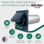 NO-PEST VENT, Exclusive Dual Door Dryer Vent Cover Outdoor 4 inch or Bathroom fan, Made in USA w Highest UV Resistant Plastic in any Outdoor Vent Cover (Deep Ocean Blue, 4 inch W/O Duct Tube)