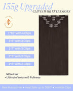 Full Shine Hair Extensions Clip ins Dark Brown Human Hair Clip in Extensions Extra Volume Thick Clip in Human Hair Extensions Brown Hair Clip ins 7 Pcs 16 Inch