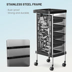 FreSup 6-Tier Salon Cart with Wheels, Stainless Steel Hair Salon Storage Tool Cart, Barber Station Trolley, Rolling Beauty Organizer for Hair Stylist, Makeup, Skincare, SPA, Tattoo, Home or Bathroom