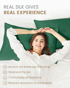 THXSILK 100% Mulberry Silk Pillowcase for Hair and Skin Heath, Best Gift Choice, Grade 6A+ Silk, Mulberry Silk Pillow Cover with Zipper, 1pc(California King Size 20"x40", Emerald Green)