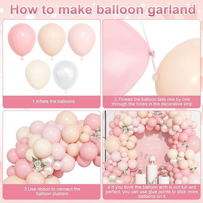 157Pcs Pink Balloons Arch Garland Kit Different Size | Light Pastle Pink Ivory - Image 7