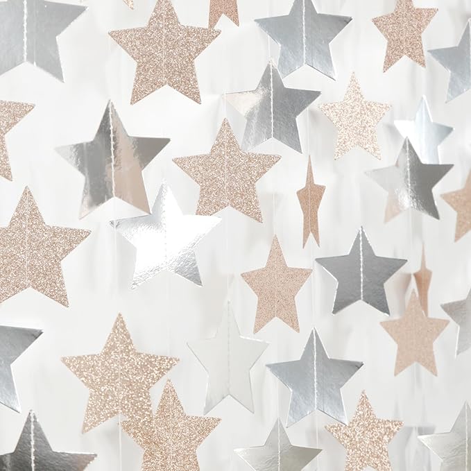 Champagne Glitter-Silver Party-Decorations Birthday Garland - 62ft Twinkle by Hugtmr