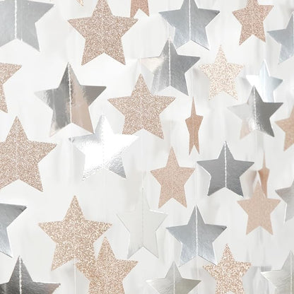 Champagne Glitter-Silver Party-Decorations Birthday Garland - 62ft Twinkle by Hugtmr