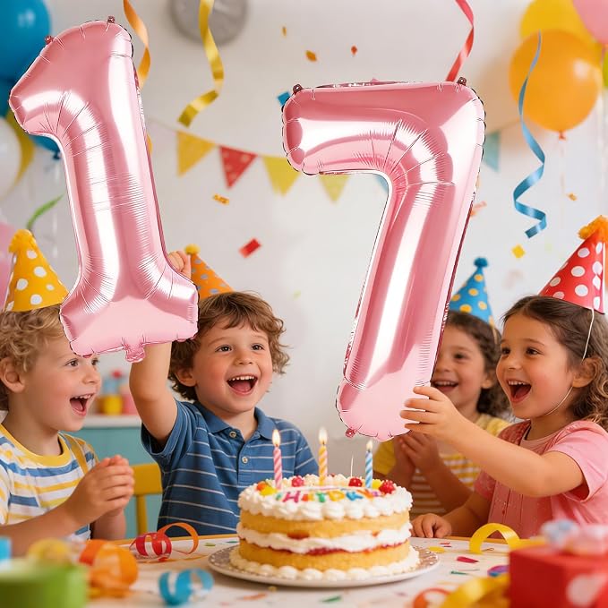 40 Inch Number 17 Balloons for 17th Birthday Party Decorations, 0-100 Jewelry - Image 2
