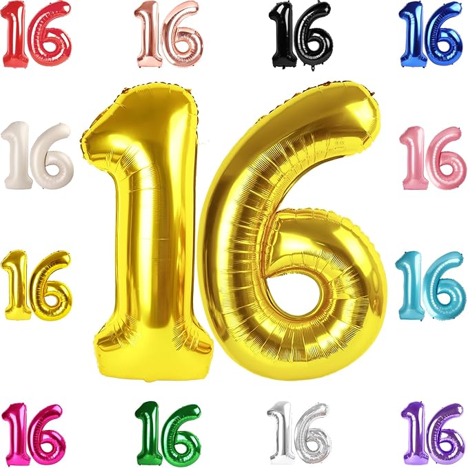Gold Number 16 Balloon 40 Inch by IWERP
