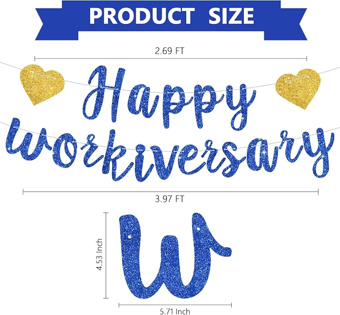 Blue Glitter Happy Workiversary Banner - Image 2