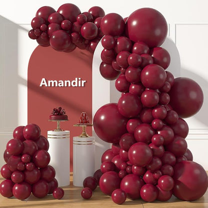 Amandir 153pcs Burgundy Balloons Arch Garland Kit Different Sizes | 18 12 10 5 by Amandir