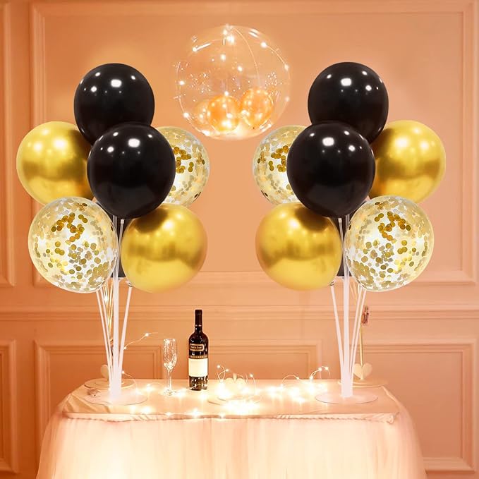 ZJDHPTY 4 Set Black and Gold Balloon Stand Table Centerpieces Party Decor | - Image 8