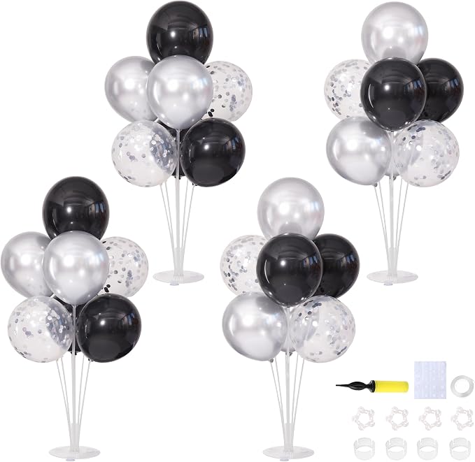 Black and Silver Balloons Table Centerpieces Stand Kit by ZyloonDecoration