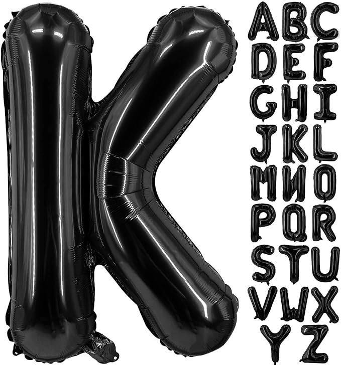 Lovoir 40 Inch Large Black Letter K Balloons Big Size Jumbo Mylar Foil Helium by Lovoir