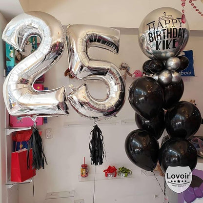 Silver 26 Number Balloons, 40 Inch Giant Number 26 Balloons Foil Mylar Helium - Image 3