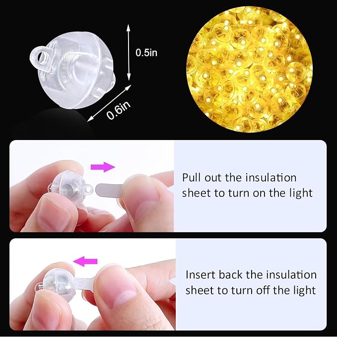 100Pcs Balloon Lights with Hanging Strings, Mini Ball Lights Long Standby Time - Image 3