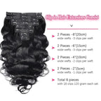 Body Wave Seamless Clip In Hair Extensions Real Human Hair Clip Ins 100% Unprocessed Human Hair Extensions 8pcs with 18Clips Per Set 120g(24inch,Natural Black)