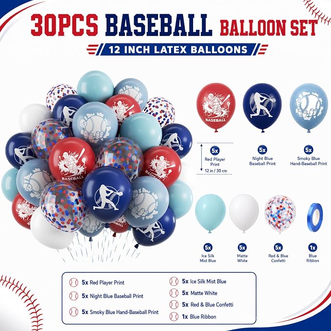 Baseball Balloons for Birthday Party Decor - Image 2