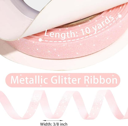 Light Pink Metallic Glitter Ribbon - Image 3