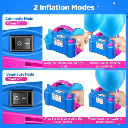 FLSEPAMB Balloon Pump, Electric Balloon Pump, Portable Dual Nozzle 110V 600W - Image 4