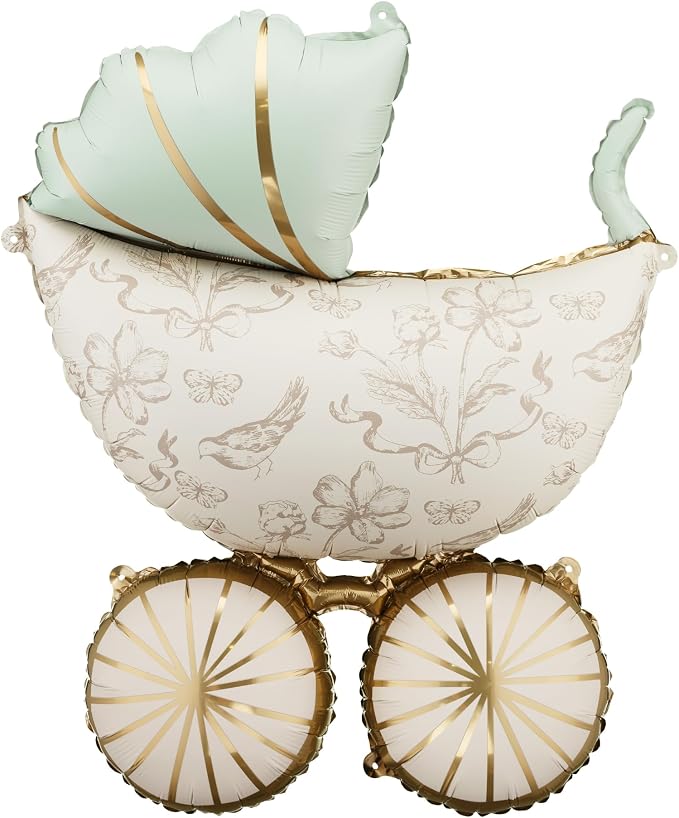 Vintage Baby Carriage Balloon PartyDeco 23 × 29 Inch Foil Stroller | Balloon by PartyDeco