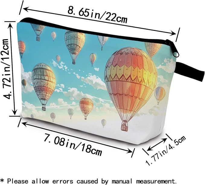 Hot Air Balloon Print Small Cosmetic Bag | Cartoon Spotted Dog Makeup Organizer - Image 2