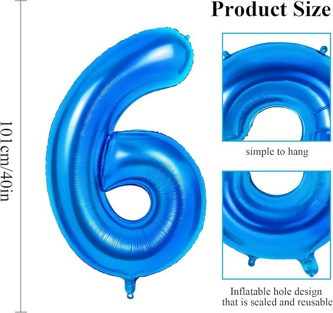 Number 6 Balloons for 6th Birthday Party Decorations, 0-100 Large No.6 Balloons - Image 2