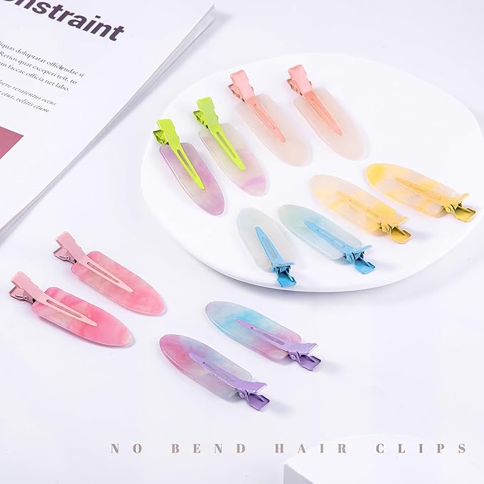 No Crease Creaseless No Bend Hair Clips For Styling Non Slip Flat Clips For Makeup Hair Accessories For Women,Light Multiple Color,12 PCS