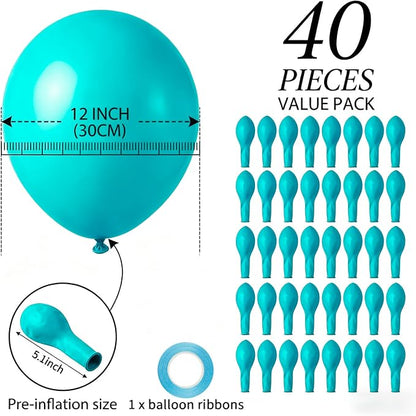 40pcs teal blue Balloons 12 Inch, Matte turquoise Latex Balloons | Balloons - Image 2