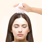 BTYMS Silicone Scalp Scrubber Shampoo Brush With Extra Long Bristles, Hair Massager for Growth & Dandruff Removal - White