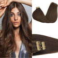 GOO GOO Tape in Hair Extensions Human Hair, 4A Chocolate Brown, 18inch 50g 20pcs, Skin Weft Seamless Invisible, Silky Straight with Thick Ends, Remy Human Hair