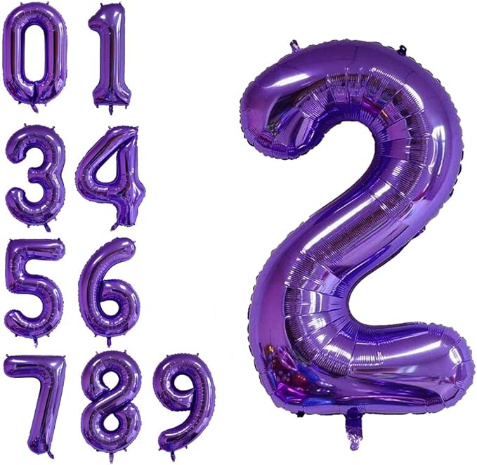 40 Inch Jumbo Purple Number 2 Balloon Giant Balloons Prom Balloons Helium Foil by RBWZQQY