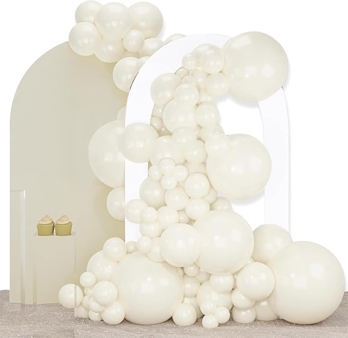 PartyWoo Beige Balloons 140pcs Cream Ivory Color 18 12 10 5 Inch | Balloons by PartyWoo