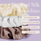 OLESILK Silk Scrunchies Oversized 100% Mulberry: Large for Women& Girls Long Thick Hair, Soft Smooth for No Damage Hair Care Sleeping