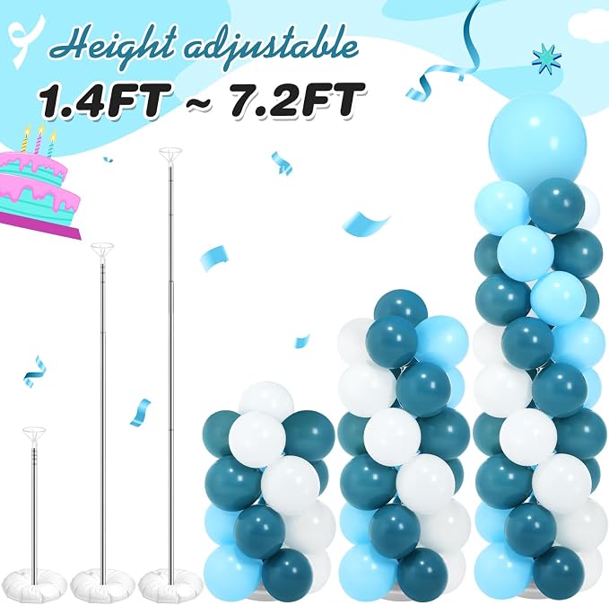 Jenaai 2 Sets 163 Pcs Turquoise Teal Balloons Column Stand Kit Teal Balloons - Image 5