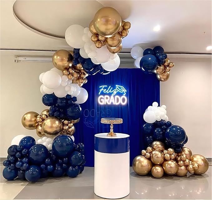 Blue and Gold Balloon Arch Kit, Different Size Balloons - Image 3