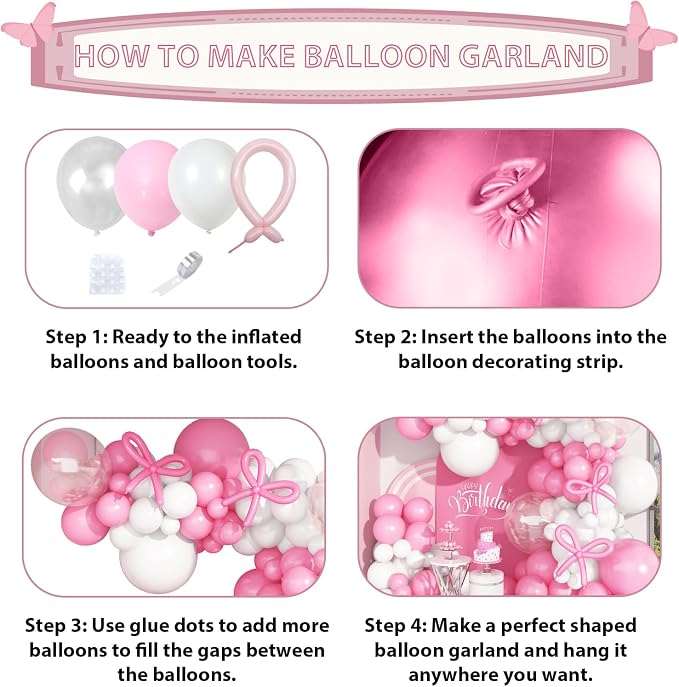 Pastel Pink and White Balloons Arch Kit 18 Inch*7 Clear Light Baby Pale Pink - Image 5