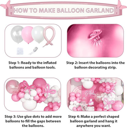 Pastel Pink and White Balloons Arch Kit 18 Inch*7 Clear Light Baby Pale Pink - Image 5