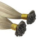 YoungSee Utip Balayage Hair Extensions Real Human Hair Balayage Ash Blonde Ombre Platinum Ombre U Tip Hair Extensions Hot Fusion 18In 1G/S 50G